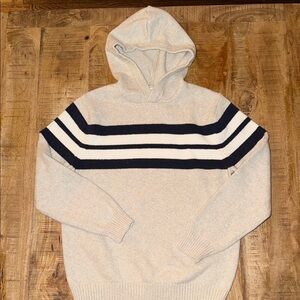 Men's Beige Hoodie Sweater with Black Stripes